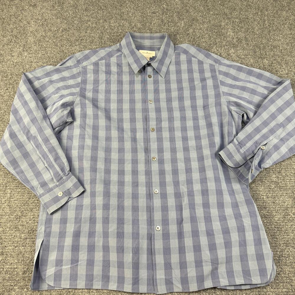 Ermenegildo Zegna Shirt Mens XL Blue Check Button Down Dress Pocket Classic